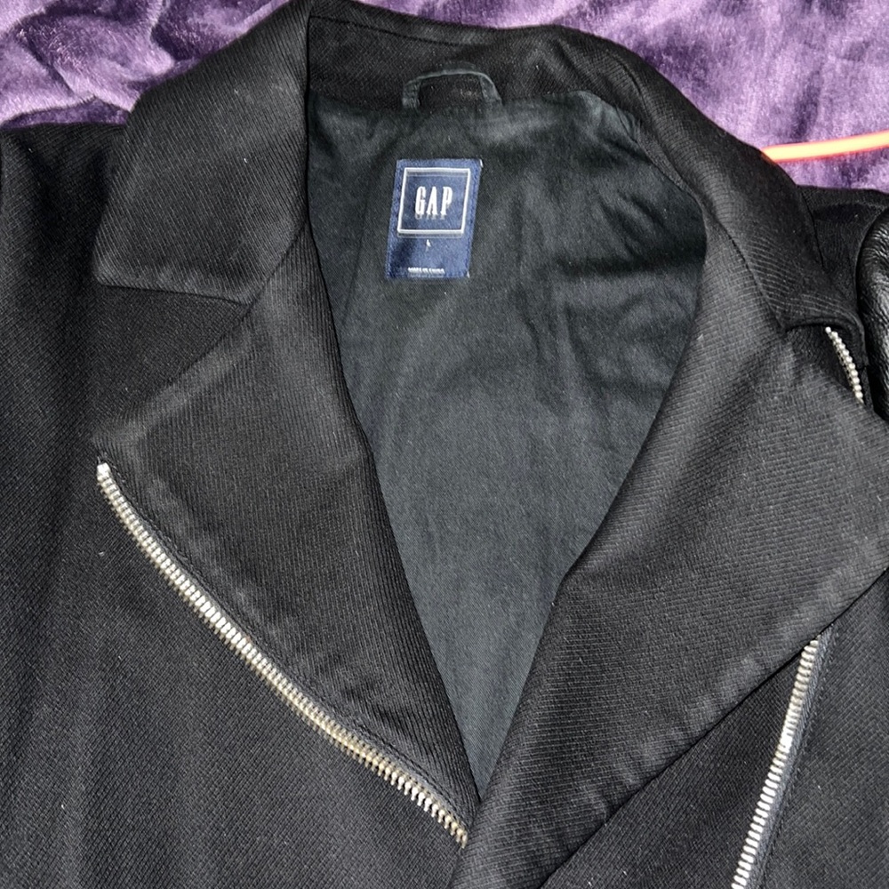 Black twill & Leather Jacket